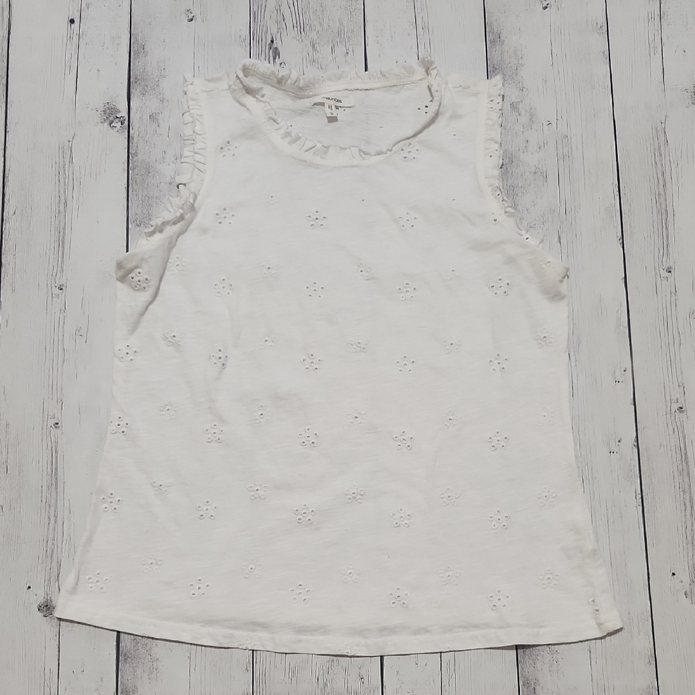 Maurices Womens Small White Eyelet Tank Top Blouse